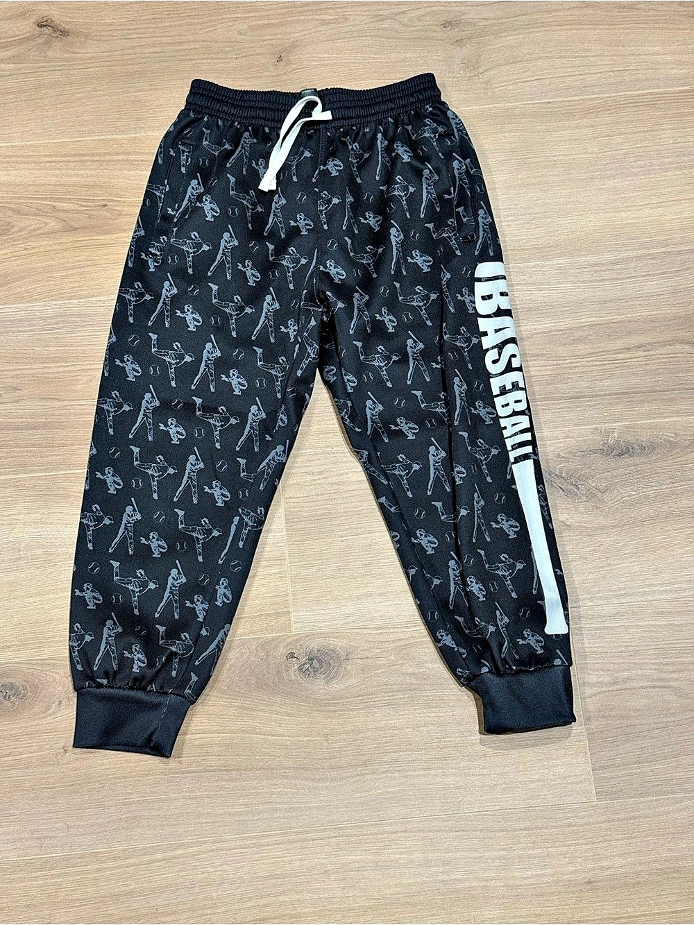 Chalktalk Sports Baseball Fleece Sweatpants Black & White Boys Medium